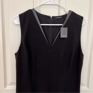 Tahari Black V-Neck Sleeveless Midi Dress